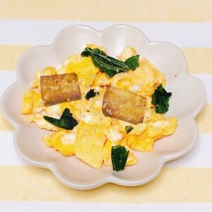 紫小松菜とふんわり卵のオイスターソース炒めꕤ୭*